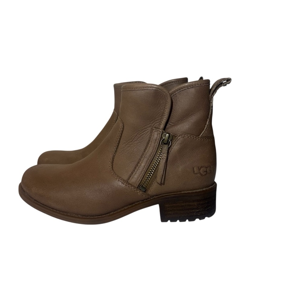 UGG LAVELLE WOMEN ANKLE BOOTS LEATHER CREAM TAN 6